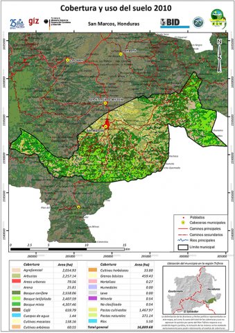 cobertura y uso del suelo san marcos honduras 2010